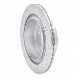 Infiniti M45 Brake Rotor (1) - Rear Right - R1 Concepts - Drilled & Slotted - Silver - `02-`06